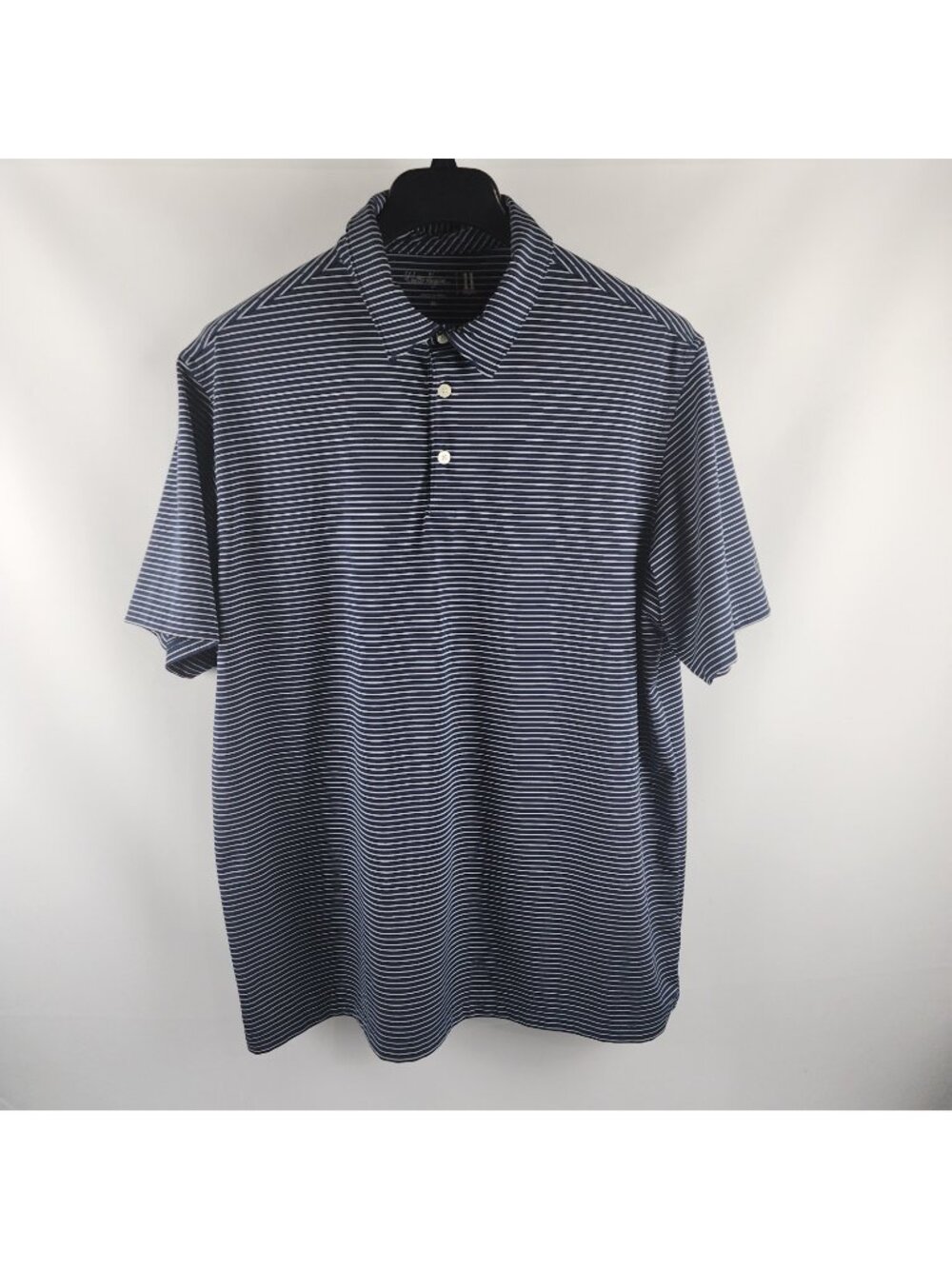 Walter Hagen Shirt Mens XL Navy Blue White Striped II S/S Golf Polo